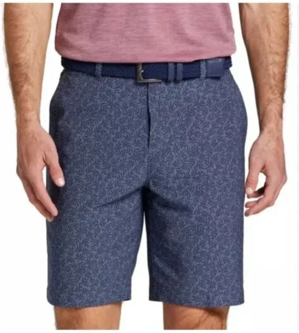 VRST NWT Men's Ditsy Leaf Print Golf Active Short in Navy // 32